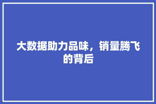 大数据助力品味，销量腾飞的背后