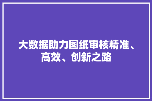 大数据助力图纸审核精准、高效、创新之路