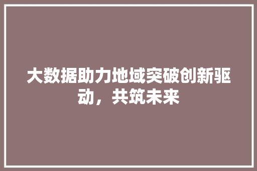 大数据助力地域突破创新驱动，共筑未来
