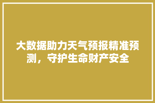 大数据助力天气预报精准预测，守护生命财产安全
