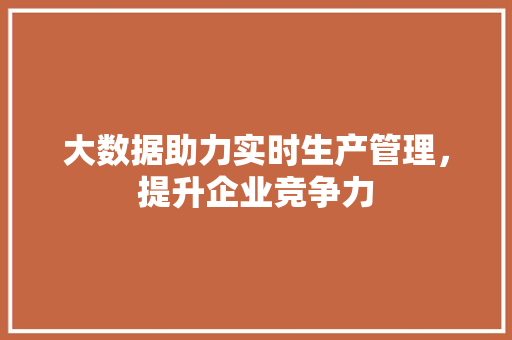 大数据助力实时生产管理，提升企业竞争力