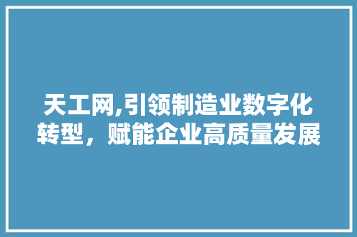 天工网,引领制造业数字化转型，赋能企业高质量发展