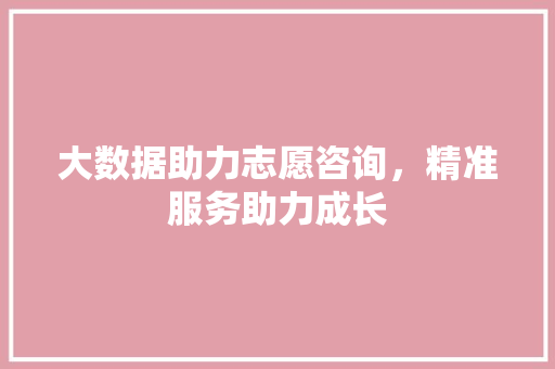 大数据助力志愿咨询，精准服务助力成长