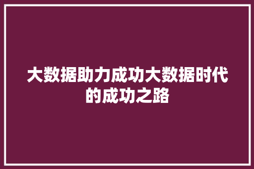 大数据助力成功大数据时代的成功之路
