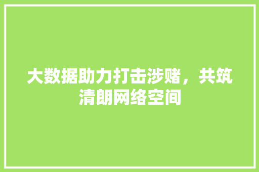 大数据助力打击涉赌，共筑清朗网络空间