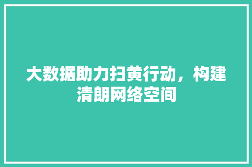 大数据助力扫黄行动，构建清朗网络空间