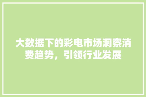 大数据下的彩电市场洞察消费趋势，引领行业发展