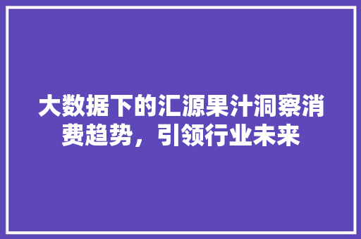 大数据下的汇源果汁洞察消费趋势，引领行业未来