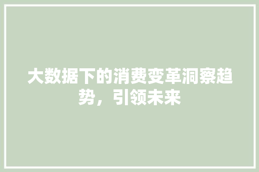 大数据下的消费变革洞察趋势，引领未来