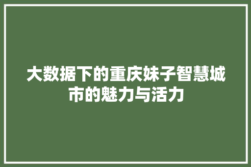 大数据下的重庆妹子智慧城市的魅力与活力