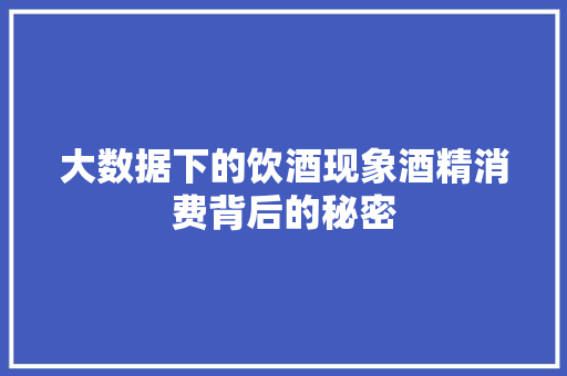 大数据下的饮酒现象酒精消费背后的秘密
