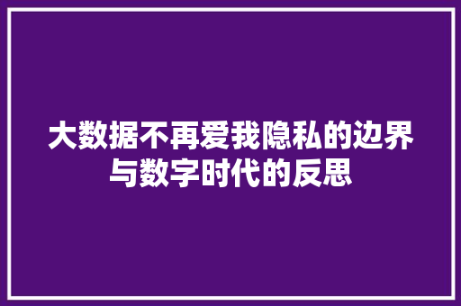 大数据不再爱我隐私的边界与数字时代的反思