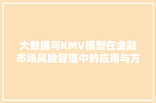 大数据与KMV模型在金融市场风险管理中的应用与方法