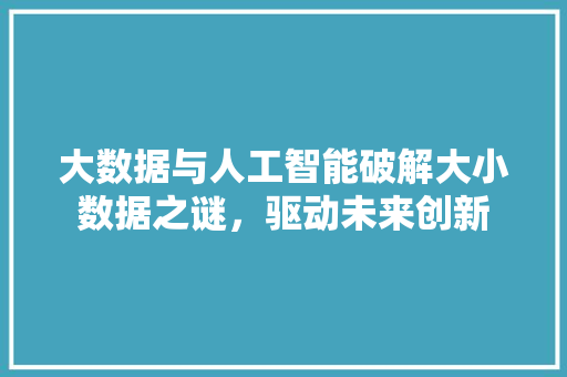 大数据与人工智能破解大小数据之谜，驱动未来创新