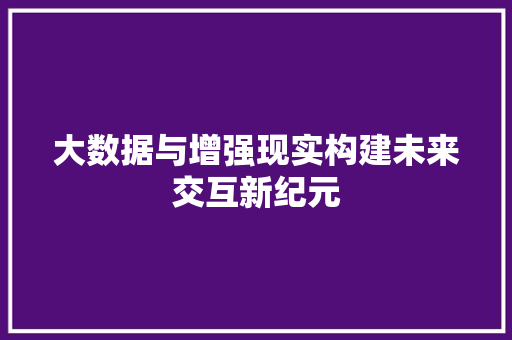 大数据与增强现实构建未来交互新纪元
