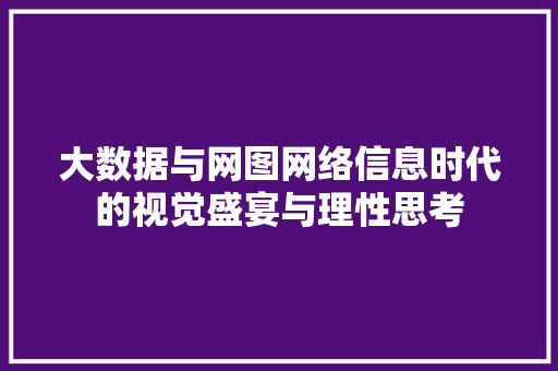 大数据与网图网络信息时代的视觉盛宴与理性思考