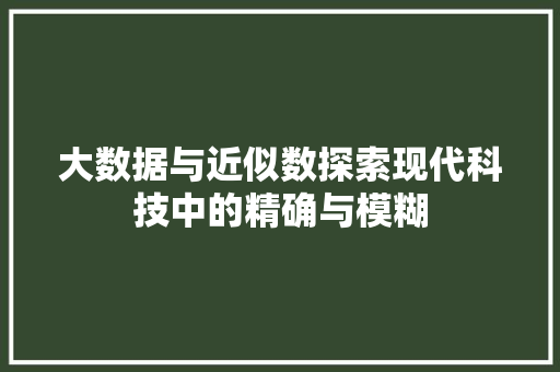大数据与近似数探索现代科技中的精确与模糊