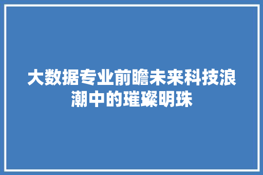 大数据专业前瞻未来科技浪潮中的璀璨明珠