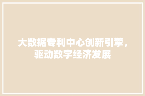 大数据专利中心创新引擎，驱动数字经济发展