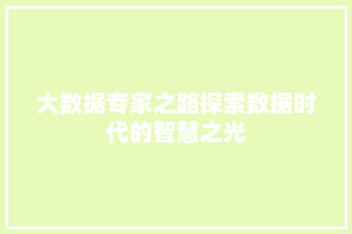 大数据专家之路探索数据时代的智慧之光