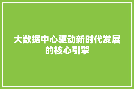 大数据中心驱动新时代发展的核心引擎