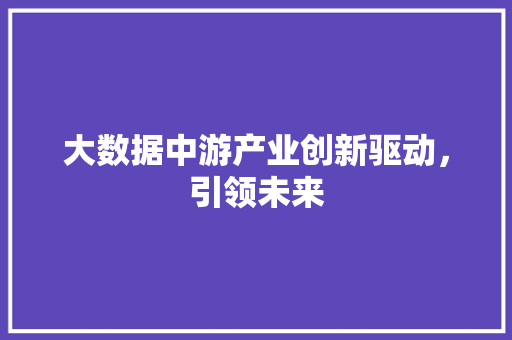大数据中游产业创新驱动，引领未来