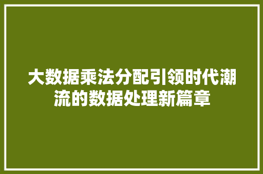 大数据乘法分配引领时代潮流的数据处理新篇章