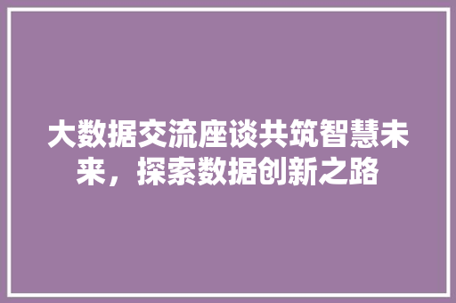 大数据交流座谈共筑智慧未来，探索数据创新之路