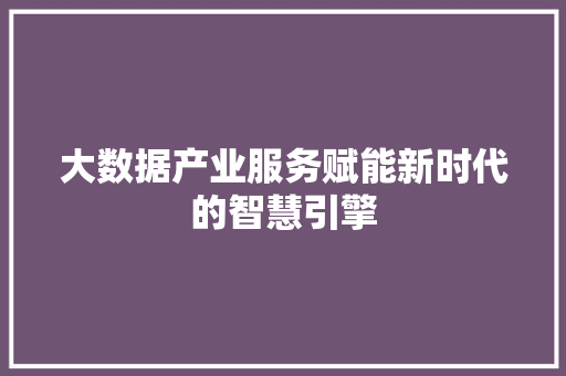 大数据产业服务赋能新时代的智慧引擎