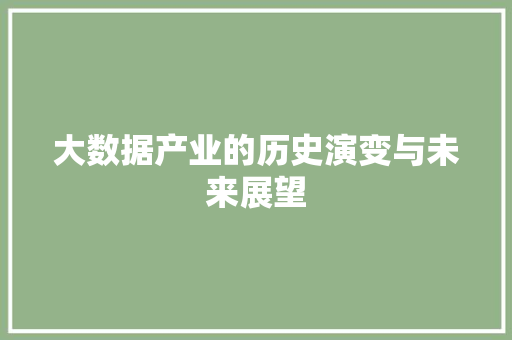 大数据产业的历史演变与未来展望