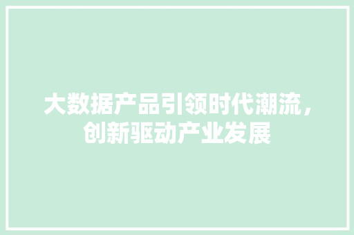 大数据产品引领时代潮流，创新驱动产业发展