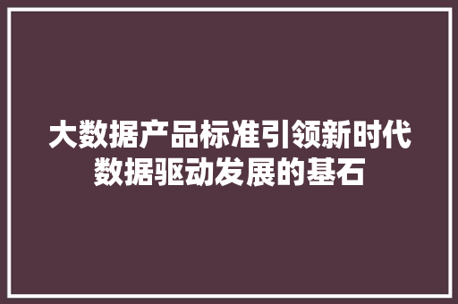 大数据产品标准引领新时代数据驱动发展的基石