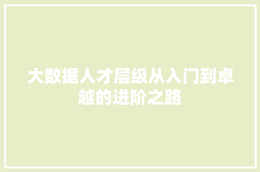大数据人才层级从入门到卓越的进阶之路