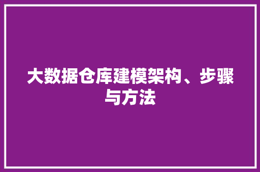 大数据仓库建模架构、步骤与方法