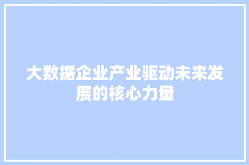 大数据企业产业驱动未来发展的核心力量