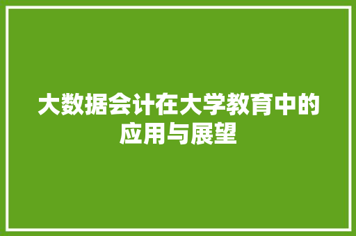大数据会计在大学教育中的应用与展望