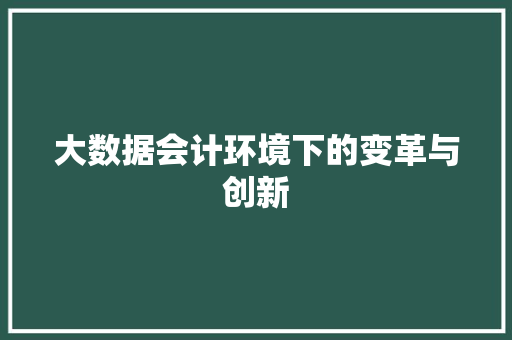 大数据会计环境下的变革与创新