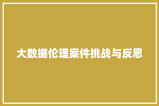 大数据伦理案件挑战与反思