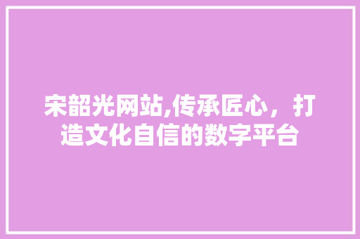 宋韶光网站,传承匠心，打造文化自信的数字平台