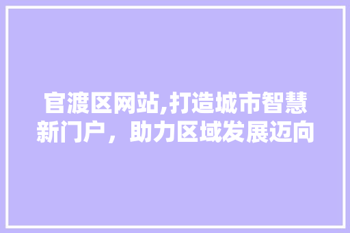 官渡区网站,打造城市智慧新门户，助力区域发展迈向新高度