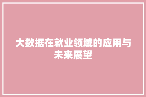 大数据在就业领域的应用与未来展望