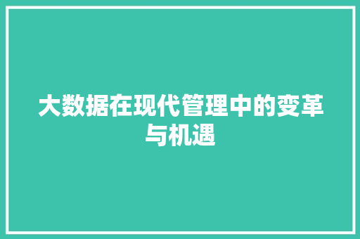 大数据在现代管理中的变革与机遇