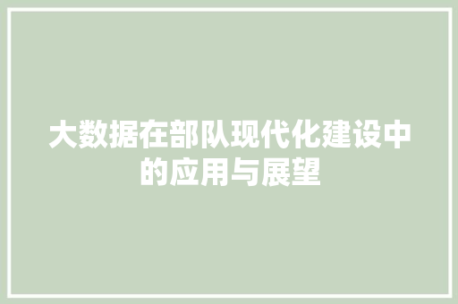 大数据在部队现代化建设中的应用与展望