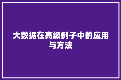 大数据在高级例子中的应用与方法