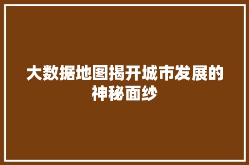 大数据地图揭开城市发展的神秘面纱
