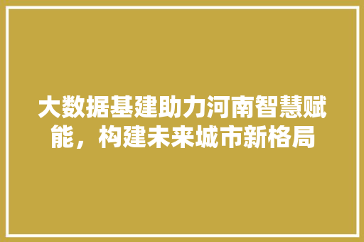 大数据基建助力河南智慧赋能，构建未来城市新格局 建站教程