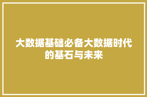 大数据基础必备大数据时代的基石与未来 友链在线