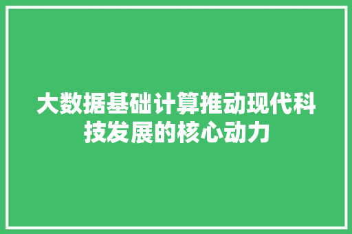 大数据基础计算推动现代科技发展的核心动力 SEO教程