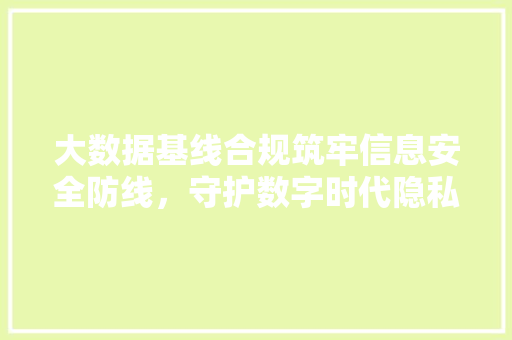 大数据基线合规筑牢信息安全防线，守护数字时代隐私 SEO教程