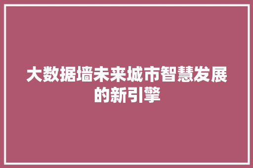 大数据墙未来城市智慧发展的新引擎 建站教程